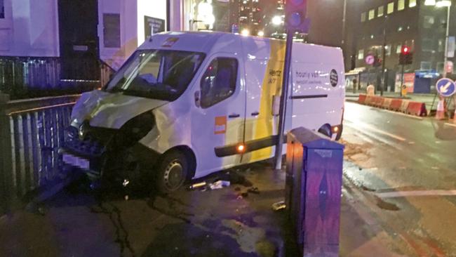 London’s shocking terror attack began with a van running down pedestrians. Picture: Supplied