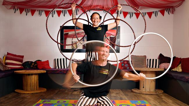 The Burning Circus owners Brad Morris and Trinket Morris are offering hula-hooping lessons for adults.