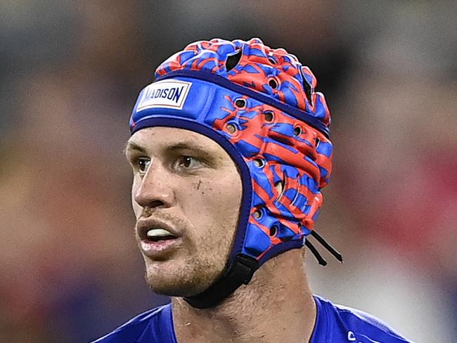 TOWNSVILLE, AUSTRALIA - SEPTEMBER 14: Kalyn Ponga of the Knights looks on during the NRL Qualifying Final match between North Queensland Cowboys and Newcastle Knights at Queensland Country Bank Stadium on September 14, 2024 in Townsville, Australia. (Photo by Ian Hitchcock/Getty Images)