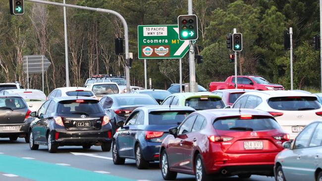 Gridlock on the Gold Coast’s north. Picture: NIGEL HALLETT