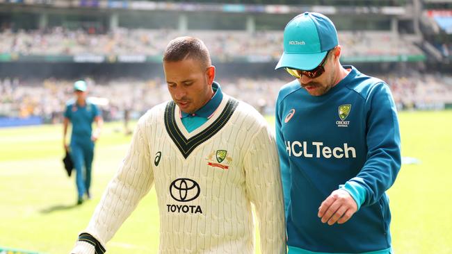 Usman Khawaja’s latest efforts to promote peaceful messages on his boots have been denied by the ICC. Picture: Getty