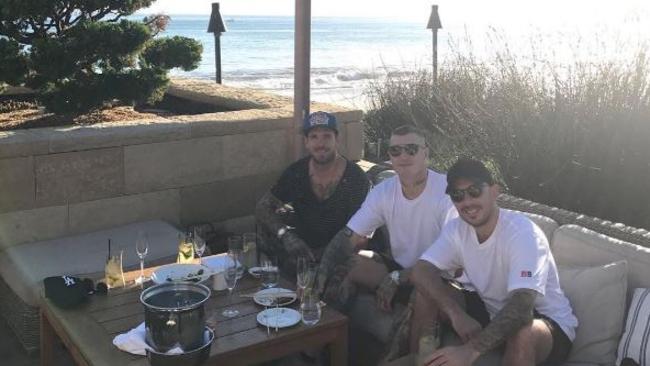 Dustin Martin and Dane Swan enjoying Nobo in Malibu. Picture: Instagram