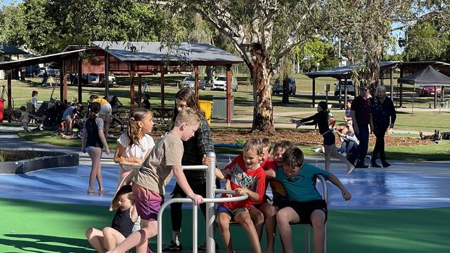 Kids enjoying one of the many attractions of SplashSide, where issues with a slippery surface have forced its temporary closure.