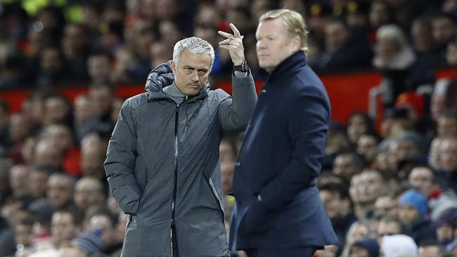 Manchester United manager Jose Mourinho, left, and Everton manager Ronald Koeman.