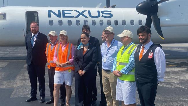 Deputy chief minister Nicole Manison was at the Airport to meet the first Nexus flight.