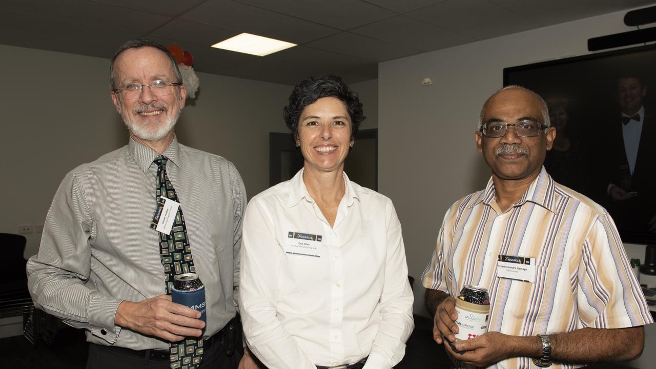 Steven Austen, Deb Allan and Preethichandra Gamage at the Resource Industry Network's 20th Anniversary Celebration. Picture: Michaela Harlow