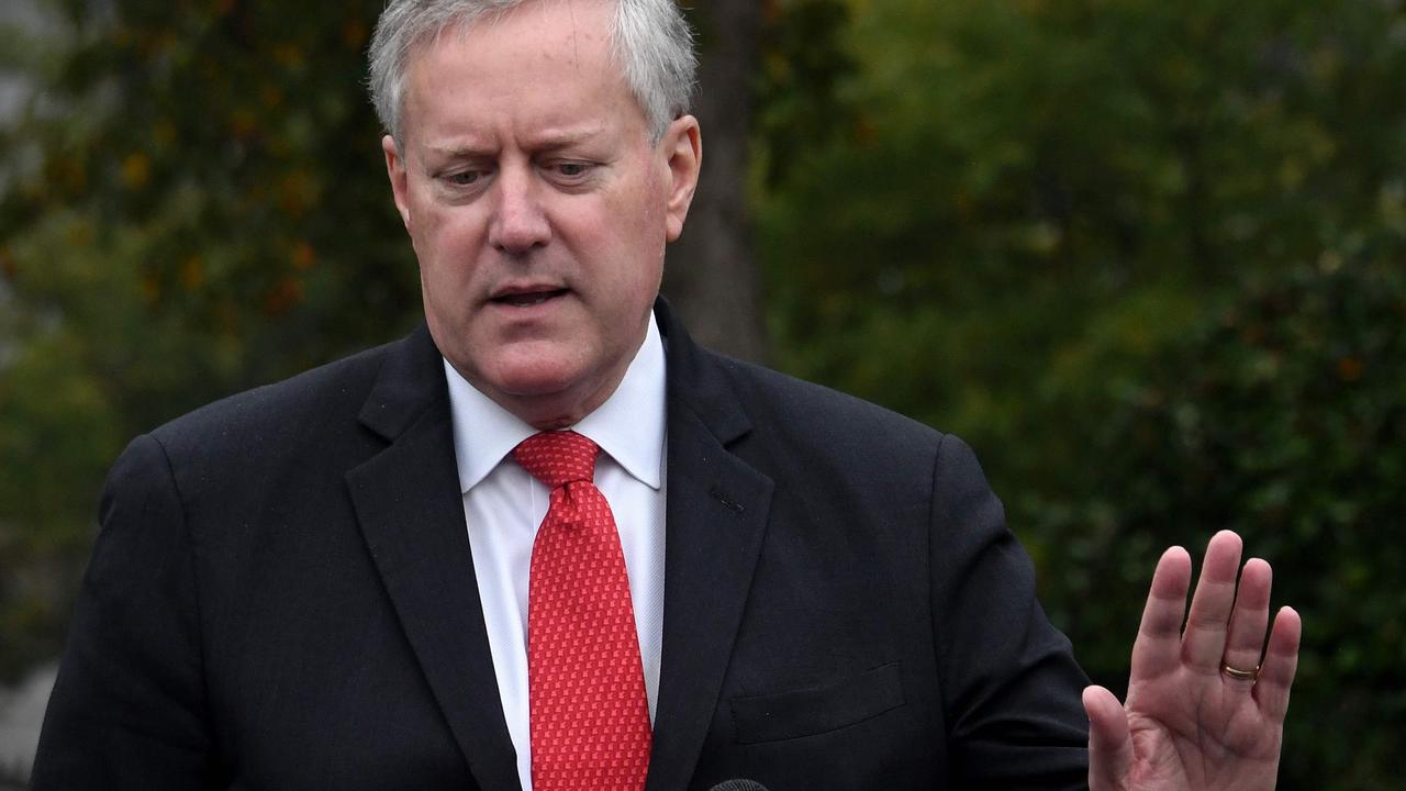 The former White House chief of staff, Mark Meadows. He reckoned the conspiracy theory about Italians using satellites to flip votes was plausible. Picture: Olivier Douliery/AFP