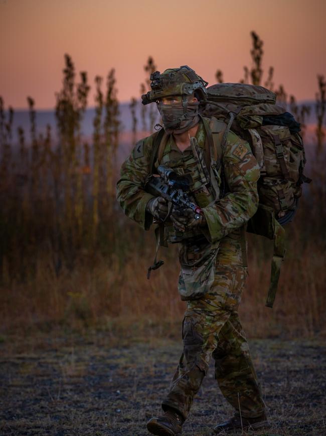 An Australian army section commander from the 3rd Battalion, Royal Australian Regiment, on patrol prior to a section attack during the 2022 Duke of Gloucester Cup in Singleton. *** Local Caption *** Australian Army infantry soldiers from across Australia tested their core skills for the prestigious Duke of Gloucester Cup at the School of Infantry, near Singleton in NSW, July 31 - August 5 2022. The Duke of Gloucester Cup is the Armyâ€™s premier military skills competition, pitting the best Royal Australian Corps of Infantry rifle sections from each unit against one another through a series of challenging activities that test their core infantry skills, including marksmanship, tactics, teamwork and fitness. Along with the Duke of Gloucester Cup, five other trophies are awarded: Sir Arthur MacDonald Trophy for best foundation war-fighting skills; Gurkha Trophy for best live-fire shooting; Royal Ulster Rifles Trophy for best falling plate shooting; OSCMAR Trophy for best battle endurance; and the DSM Roche CSC Memorial Cup for best individual soldier. The Duke of Gloucester Cup was created by Prince Henry, Duke of Gloucester, in 1946, while serving as the Governor-General of Australia.