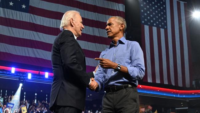 Joe Biden has turned to Barack Obama to swell support in key states ahead of the critical midterm elections. Picture: AFP