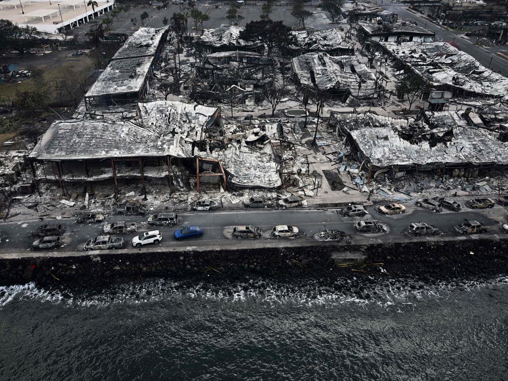 Burn out buildings on the waterfront in Lahaina in western Maui, Hawaii. Picture: AFP