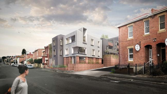 Artist impressions of plans for apartments in Goulburn Street, West Hobart. SUPPLIED