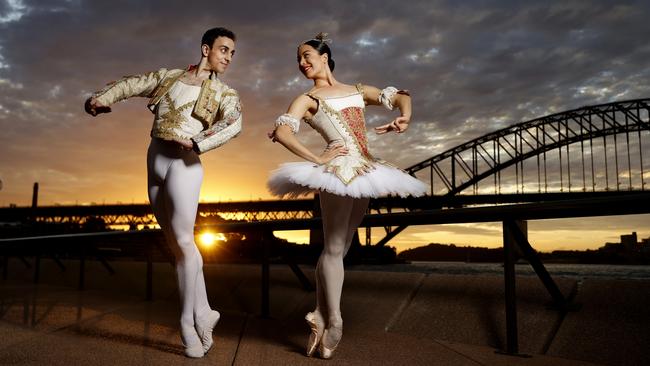 Jill Ogai and Marcus Morelli in costume from the production of Don Quixote by The Australian Ballet at the Sydney Opera House. Picture: Jonathan Ng