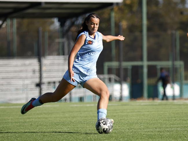 Lacey Wynne. Picture: Michael Gorton. U16 Girls NAIDOC Cup at Lake Macquarie Regional Football Facility.