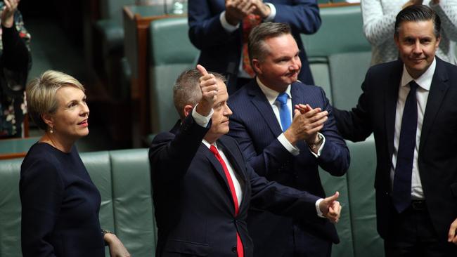 Mr Shorten enjoys the applause last night. Picture: Gary Ramage