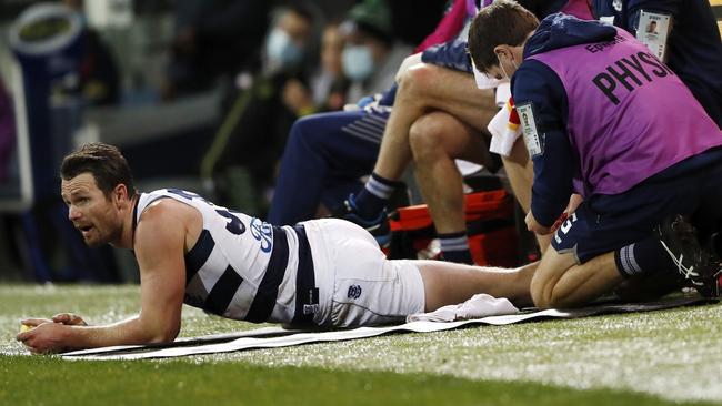 Patrick Dangerfield spent much of the last quarter watching from the bench.