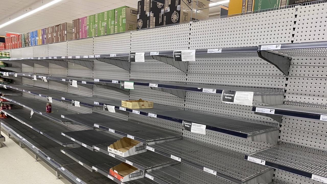 Supermarket shelves across Australia were stripped bare by panic buyers in recent weeks. Picture: AAP