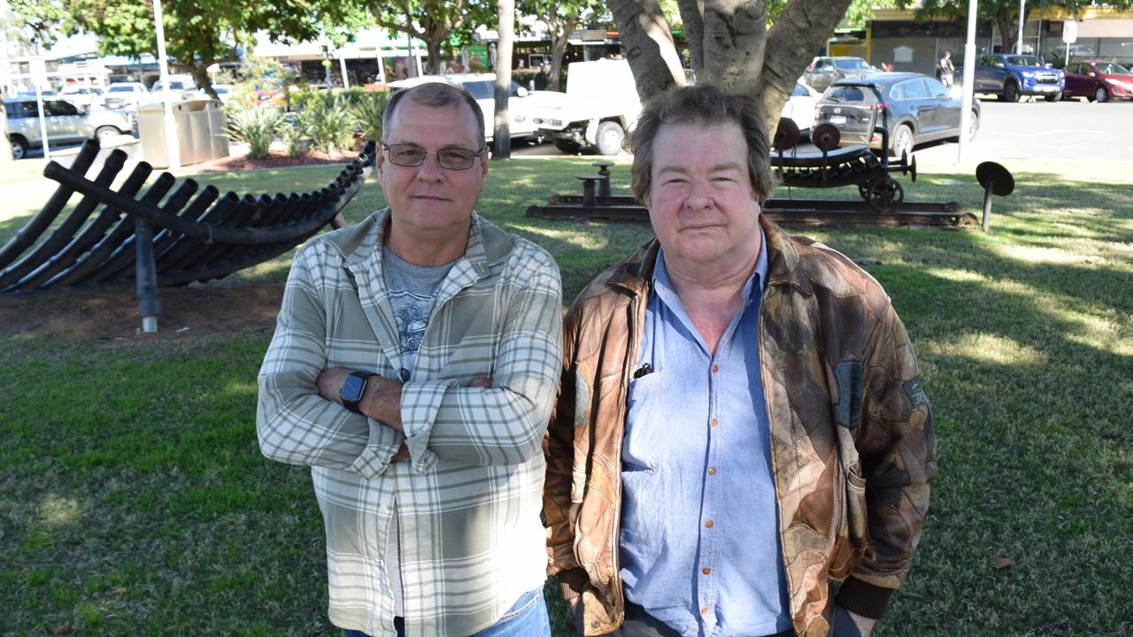 Kevin Nunn and Tony Gordon at Moranbah on July 12 as part of a fight for better working conditions for casual mine workers.