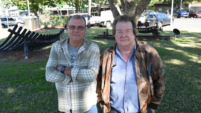 Kevin Nunn and Tony Gordon at Moranbah on July 12 as part of a fight for better working conditions for casual mine workers.
