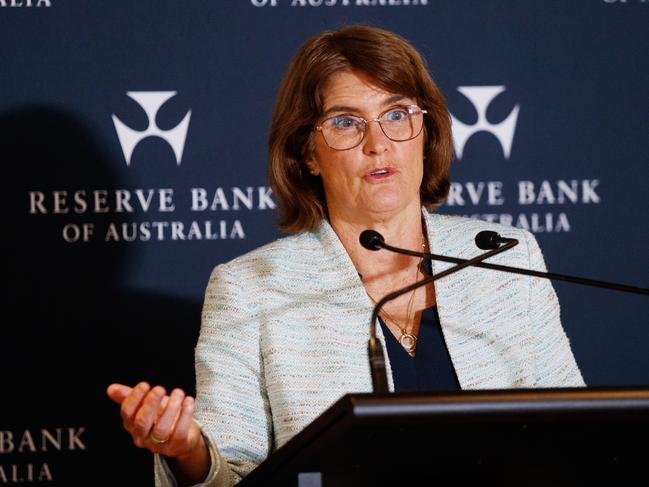 SYDNEY, AUSTRALIA - NewsWire Photos NOVEMBER 5, 2024: RBA Governor, Michele Bullock during a press conference following the announcement that interest rates would stay on hold. Picture: NewsWire / Nikki Short