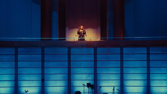 Abigail Washburn sang from the balcony above the City Recital Hall stage. Picture: Jared Leibowitz