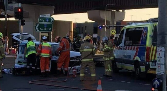 Emergency services at the scene of the crash. Picture: Hailee Webster