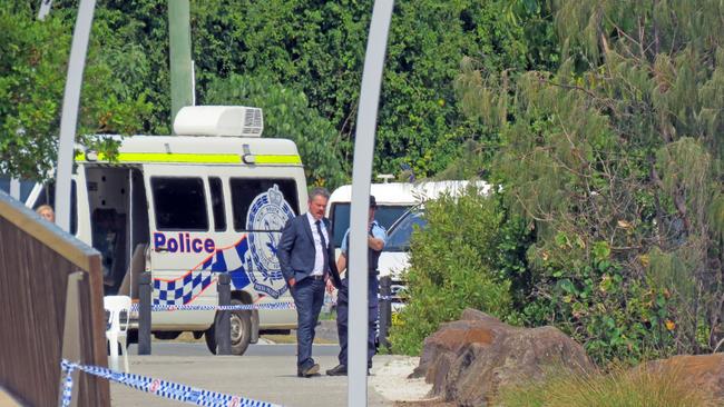 The crime scene at Jack Evans Boat Harbour, Tweed Heads. Picture: Jodie Calcott.