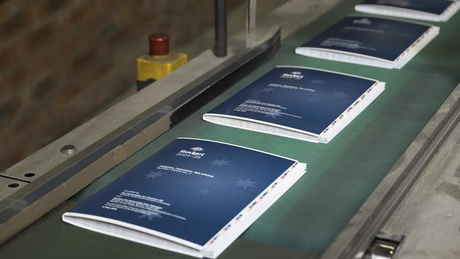 The 2024-25 budget papers rolled off the presses in Canberra on Sunday. Picture: NCA NewsWire / Martin Ollman