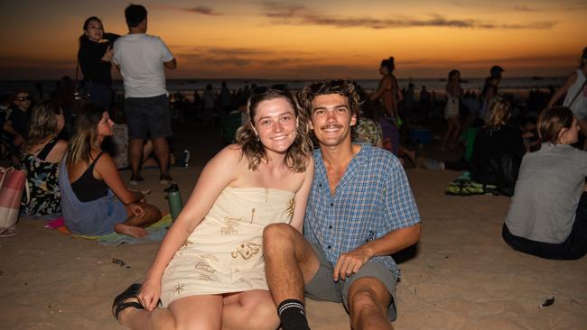 Sarah Jones and Sebastian Meaghet celebrates Territory Day at Mindil Beach, Darwin. Picture: Pema Tamang Pakhrin