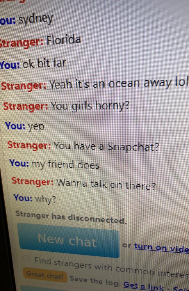 A conversation with an unknown person on Omegle