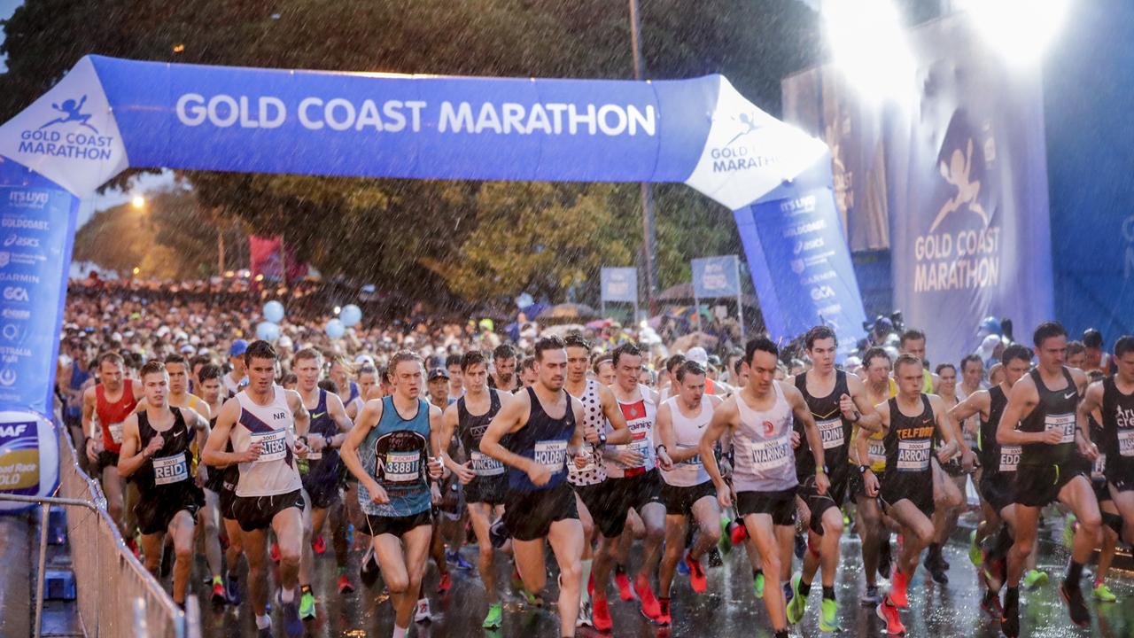 They're off ... Elite competitors start the Southern Cross University 10km Run. Picture: Tim Marsden.