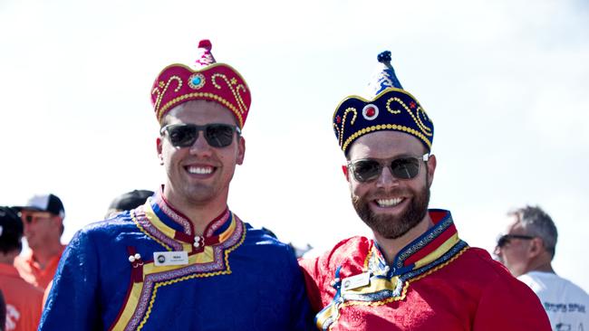 Team Mongolian Moguls, Mate Vigh with Lloyd Thompson both of northern Sydney. Shitbox Rally 15th October, 2022. Picture: Marty Strecker