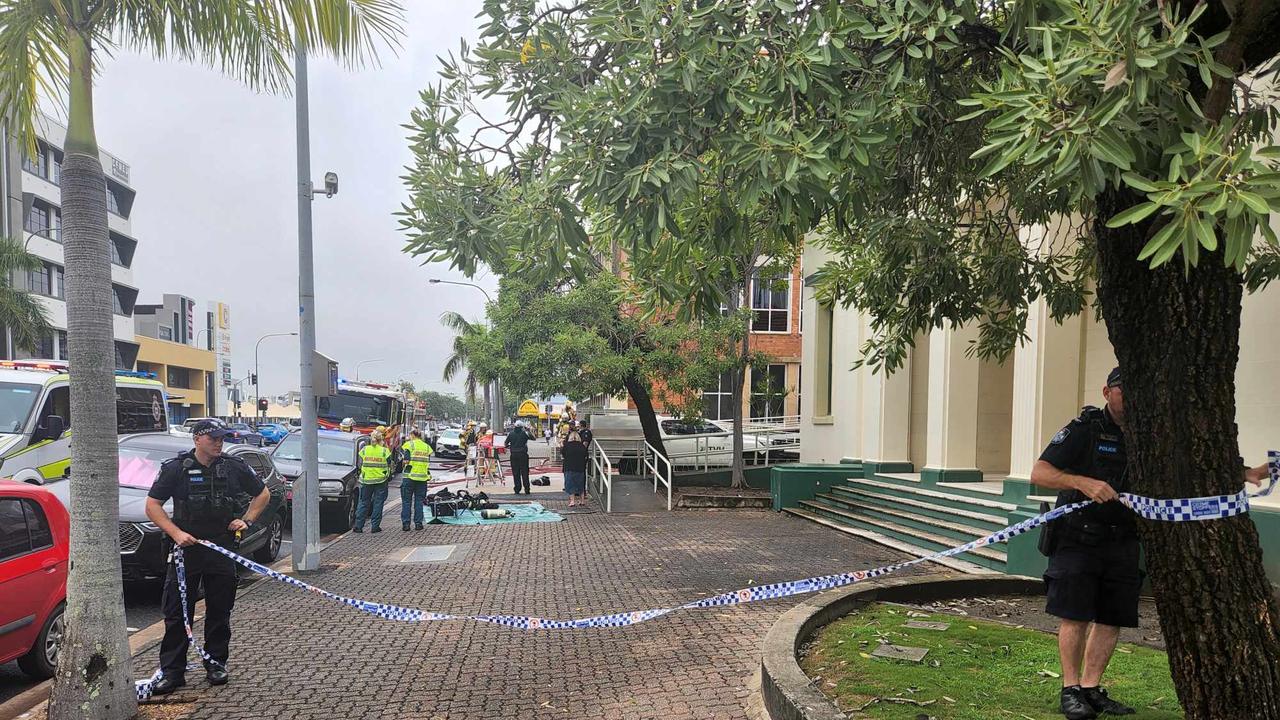 Fire at a building in Rockhampton CBD on April 8, 2024. Picture: Darryn Nufer