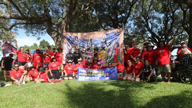 Australian Education Union members marched through Darwin for the annual May Day march, celebrating union victories including the eight-hour work week, on Monday, May 5. Picture: Zizi Averill