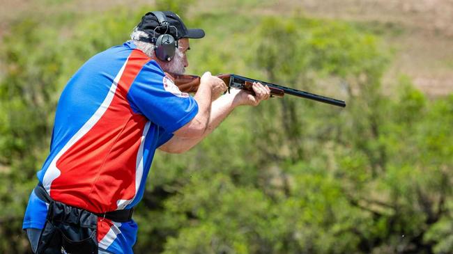 Ron Owen shoots clays in Gympie. Picture: LEEROY TODD