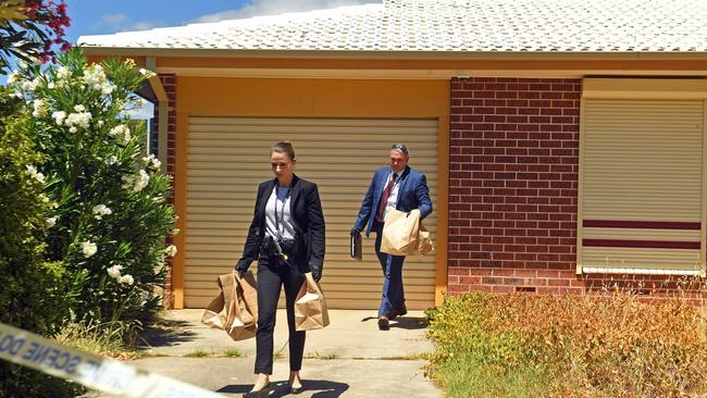 Detectives at the Paradise house where Frank Russo was found dead last week. Picture: Tom Huntley