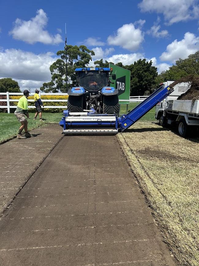 Work underway at the Turf Club on Monday. Picture: Supplied.