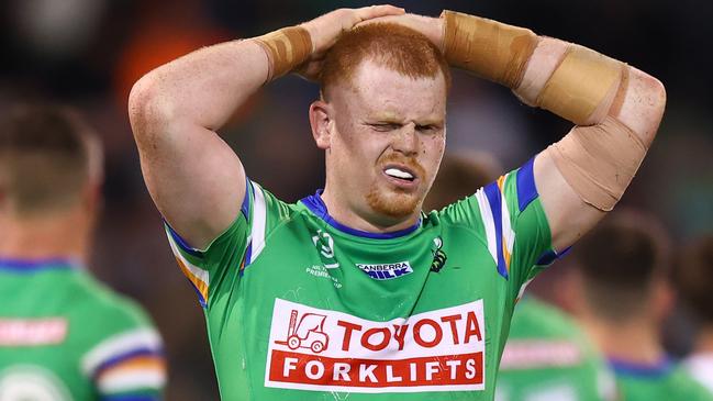 CANBERRA, AUSTRALIA - AUGUST 26: Corey Horsburgh of the Raiders during the round 26 NRL match between Canberra Raiders and Brisbane Broncos at GIO Stadium on August 26, 2023 in Canberra, Australia. (Photo by Mark Nolan/Getty Images)