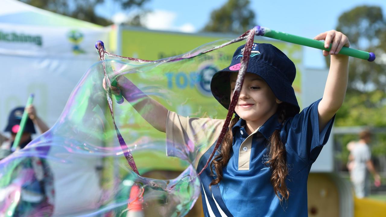 Bayside Christian College (student Sophie Francis pictured) carries a $5800 fee for primary education.