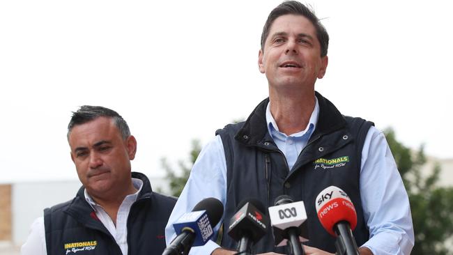 Dave Layzell (right) won the NSW Upper Hunter by-election. Pictured with NSW Deputy Premier John Barilaro (left). Picture: David Swift