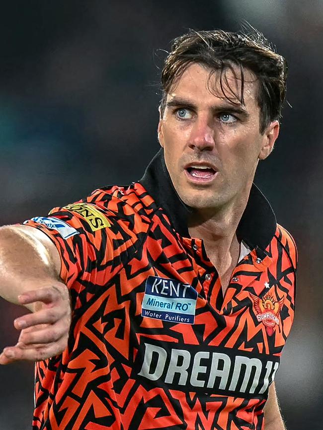 Pat Cummins plays for Sunrisers Hyderabad in the IPL. (Photo by Noah SEELAM / AFP)