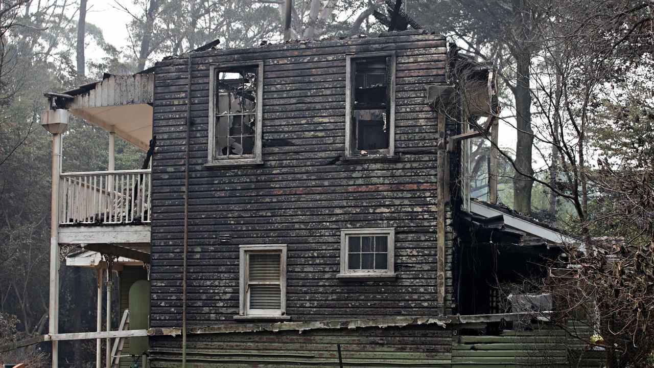 Fire damage to a home in Mount Wilson on December 16. Fire ripped through homes and properties around the Blue Mountains on Sunday night. Picture: Adam Yip