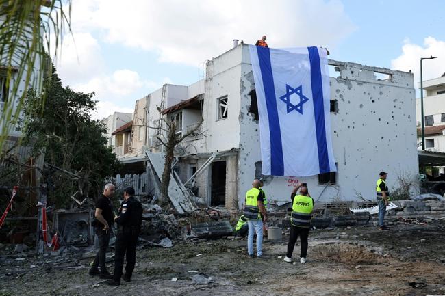 The aftermath of a Hezbollah strike on Kiryat Bialik, near the city of Haifa in northern Israel