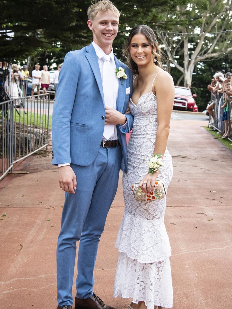 Joe Downs and partner Caitlin Bowen at St Mary's College formal at Picnic Point, Friday, March 24, 2023. Picture: Kevin Farmer