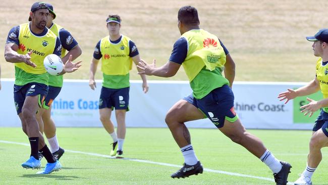 Sia Soliola trains with the Raiders on the Sunshine Coast. Photo: John McCutcheon / Sunshine Coast Daily