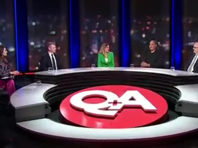 Patricia Karvelas, Keith Wolohan, Anne Aly, Roxanne Gay and Geroge Brandis on Q and A. 26/8/2024. Picture: ABC