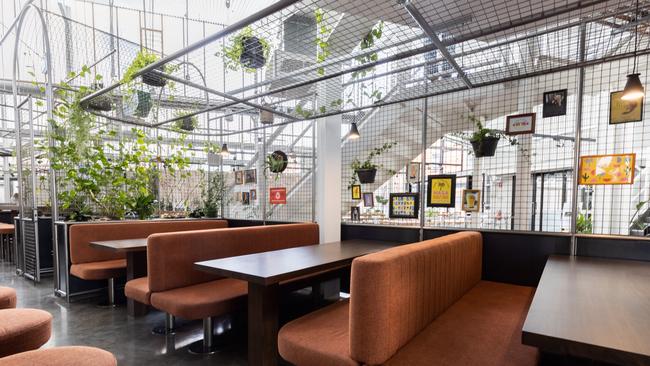 Dining space at Masa, Mexican eatery attached to Bowden Brewing at Plant 3.