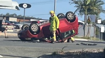 A man’s car flipped in Old Cleveland Road, Carina crash