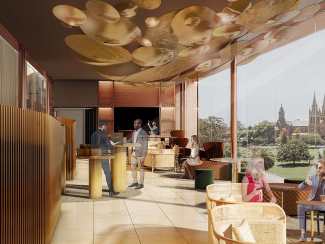 An artist impression of the Adelaide Oval’s Oval Hotel reception area. Picture: SUPPLIED