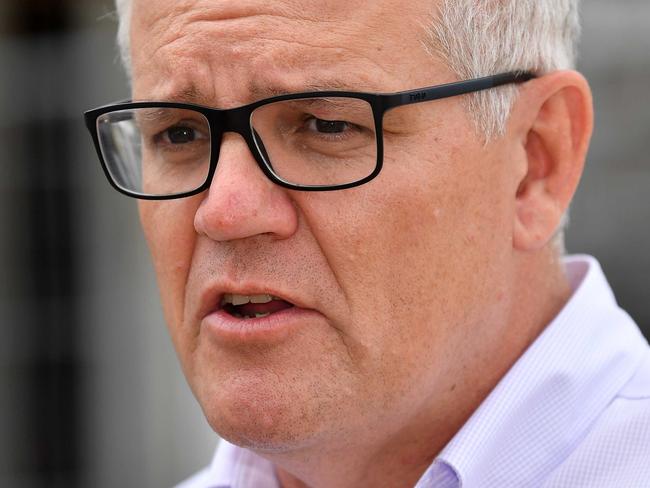 Prime Minster Scott Morrison visits Nolan Meats, Gympie, after devastating floods. Picture: Patrick Woods.