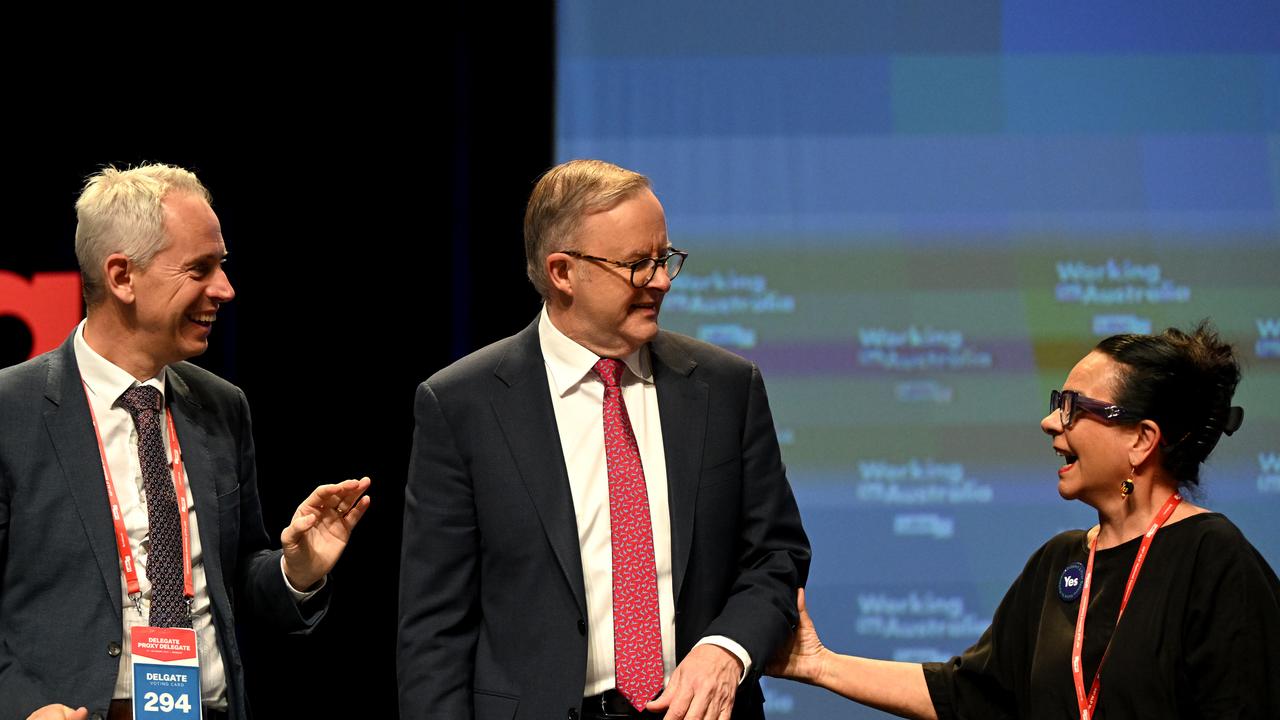 The prime minister was joined on stage by MP Linda Burney. Picture: Dan Peled / NCA NewsWire